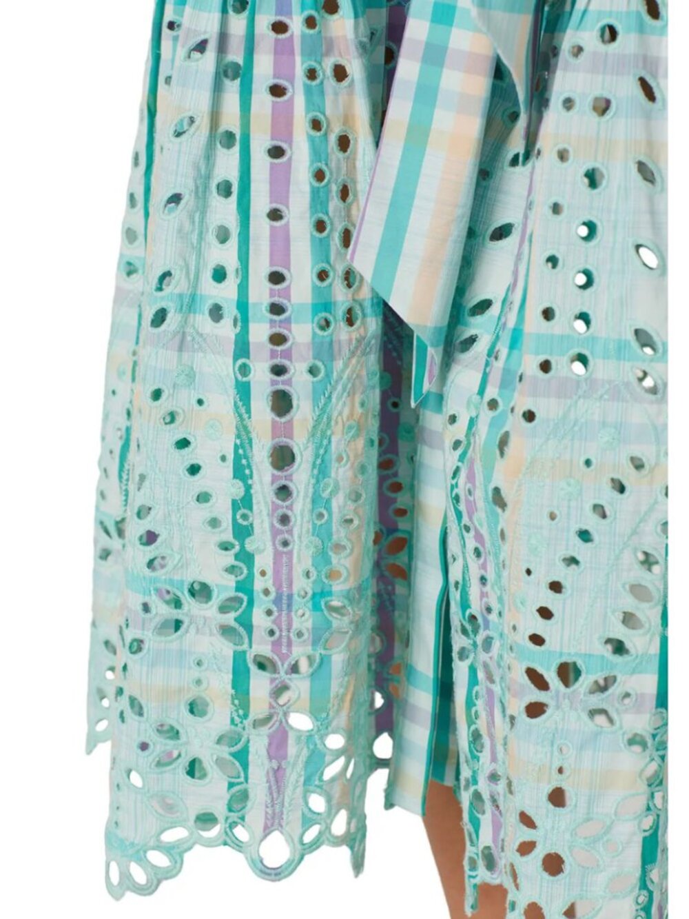 Tanya Taylor Plaid Print Midi Length Dress w Eyelet Lace Detail. Size 8. - Picture 2 of 6